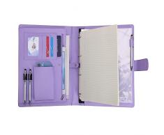 Wonderpool Portadocumenti A4 PU Pelle con 4 Anelli Portadocumenti Multi Documento con Raccoglitore Rimovibile per Appunti e Tasca Funzionale per Organizzatore Ufficio Viaggi Scuola (Viola)