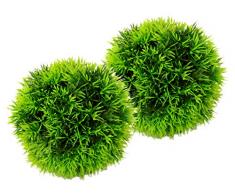 Set di 2 sfere di erba naturale di cipriota, decorazione realistica, accessorio per matrimonio, festa, verde, erba artificiale, in plastica, decorazione per casa, ufficio, ristorante, bar