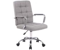 CLP Sedia Ufficio Deli Pro In Tessuto I Sedia Girevole Imbottita E Trapunta I Sedia Scrivania Con Braccioli, Colore:grigio