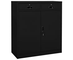 Gecheer Armadio per Ufficio in Acciaio, Armadio con Ripiani, Armadietto con Serrature da Ufficio,Armadietto Documenti Metallico,Armadietto Documenti a Chiave Mobili Ufficio Nero 90x40x102 cm