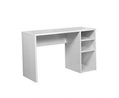 HOGAR24 ES Bianco 120 x 75 x 50 cm Scrivania | Tavolo Studio con 3 Ripiani | Colore Lucido | Dimensioni