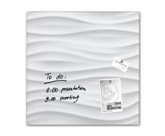 SIGEL GL256 Lavagna magnetica di vetro / bacheca di vetro Artverum, Design White-Wave, 48 x 48 cm