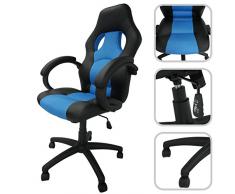Sedia direzionale blu aggiustabile in similpelle e maglia aerata - Poltrona direzionale inclinabile