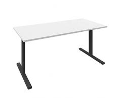 Scrivania professionale da 180 x 80 cm, T-Easy, colore bianco, tavolo da ufficio, colore struttura: antracite