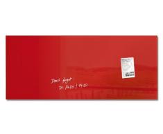 SIGEL GL242 Lavagna magnetica in vetro premium, superficie lucida, 130 x 55 cm, montaggio facile, rosso, Artverum