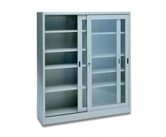 Armadio in Metallo Ufficio/Archiviazione Ante Scorrevoli in VETRO TEMPERATO (150x45x200h)
