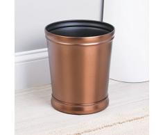 mDesign Pattumiera design ? Cestino carta perfetto sia in bagno che in cucina ? Gettacarte per la camera dei ragazzi o l?ufficio ? In solido metallo ? Design accattivante ? bronzo