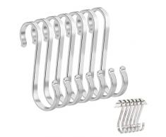 Srup 20 Pezzi Ganci a S, Gancio S Acciaio, Ganci a Forma S In Acciaio Inox, Ganci a S In Acciaio Inox, per utensili da cucina, ufficio, bagno, armadio, officina, garage, ufficio, casa, set essenziale