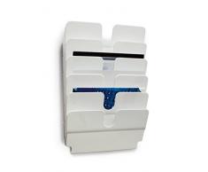Durable Espositore da Parete Flexiplus 6, Porta Documenti Depliant A4 da Muro 6 Scomparti, Portadocumenti Orizzontale Ufficio, 34 x 75 x 10 cm, Bianco