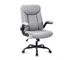 MZLEE Sedia da Ufficio, Sedia da Ergonomica per Computer Sedia da Lavoro Girevole con Braccioli Ribaltabili, Altezza Regolabile, Comoda per i Giochi in Ufficio (Tessuto Grigio)