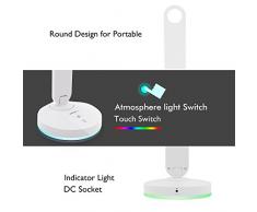 ALOTOA Desk LED lampade touch controllo Moder design Lampade da tavolo pieghevole portatile dimmerabile lampada, 3 livelli dimmerabili, Built-in alluminio batteria, Colorful Light Cycle, Eye-cura Lampada, ideale per la lettura, lavorare, studiare e notte