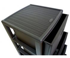 Mobile cassettiera carrello contenitore a torre con 4 ruote e 4 cassetti in plastica marrone effetto finto vimini rattan da bagno per camera cucina