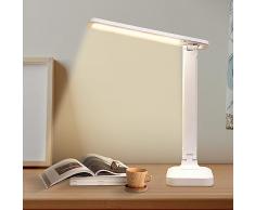 Lampada da Scrivania,Lampada da Tavolo LED,Pieghevole 3 Colori Livelli di Illuminazione,USB Ricarica,Tocca Controllo,con Protezione Gli Occhi LED Luce Scrivania per Bambini Studio,Lavoro,Ufficio