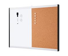 Amazon Basics - Lavagna magnetica cancellabile e bacheca combinata, con struttura in plastica e alluminio, Confezione singola, 43.2 x 58.4 cm, Bianco, giallo