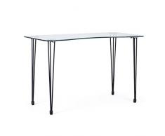 Decorspace ScrivaniaRondò da ufficio e cameretta con piano in vetro temperato da 120 cm (Nero)