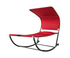 SoBuy Lettino da giardino con ruote Poltrona a dondolo Sdraio giardino letto singolo Max. 200 kg L97*P207 cm rosso OGS44-R
