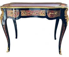 Casa Padrino scrivania boulle Barocco in Stile Francese Nero/Rosso/Oro - Segretario Stile Antico Fatto a Mano con cassetto - Mobili da Ufficio Barocco