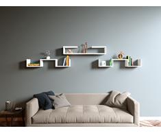 Mensola da muro DOVE - Mensola Parete - Mensola Libreria - Scaffale pensile per studio / soggiorno in un design moderno (Bianco)