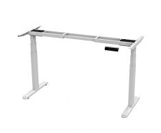 AIMEZO Scrivania Elettrica Sit-Stand Scrivania Regolabile in Altezza, 3 Livelli può sopportare 120 kg, Doppio Motore con 4 Tastiere a Memoria (Bianco)