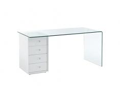 Vente-unique - Scrivania con 4 cassetti in Vetro temperato e MDF - Muriel