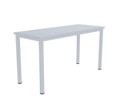 Scrivania Tavolo Da Computer PC In Legno Con Gambe In Metallo Scrittoio Mobile Desk Da Ufficio Studio Cameretta Soggiorno Sala Da Pranzo Design Moderno Elko (138 x 55 x 73 Cm, Bianco)