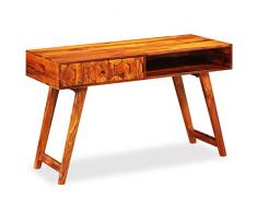 Tavolo da Computer, Tavolo da Studio per Scrivere Antico Semplice Delicato Elegante in Legno Massello di Sheesham per la Camera da Letto di Casa per la Scuola dellUfficio