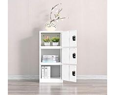 MECOLOR Armadietto verticale singolo con lucchetto a 2 o 3 scomparti per dipendenti, casa, ufficio, scuola, bambini (bianco pieno, P2V) (bianco pieno, P3V)