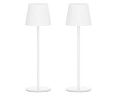 Klighten 2 Pezzi Lampada LED Dimmerabile da tavolo senza fili Interni/Esterni, Ricaricabile Lampada da Scrivania a batteria in Alluminio con USB-C, Luce calda 3000K, Impermeabile IP54, Bianco