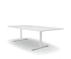 Weber Ufficio Easy - Tavolo da conferenza a forma di barca, 240 x 120 cm, bianco con elettrificazione, colore: Bianco