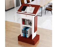 Podio Mobile di Legno di emcee Tavolo da conferenza da Pavimento per Sala riunioni Tavolo da podio per Insegnanti per Campus Aziendale (Color : Red Sandalwood+Warm White, Size : One Size)