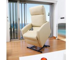 Poltrona relax massaggiante Levanta persone Compact. Funzione calore. 5 programmi. 3 tocco. 8 Motori. Doppio Telecomando. Ruote. Finta pelle di alta qualità. Tasca Vetrini. beige