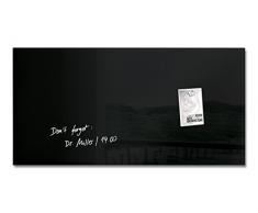 SIGEL GL145 Lavagna magnetica di vetro / bacheca di vetro Artverum, nera, 91 x 46 cm
