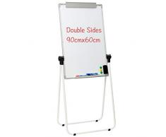 DOEWORKS Lavagna Bianca Lavagna Magnetica U-stand/Flipchart Easel, doppi lati supporto cavalletto di lavagna bianca, altezza regolabile e pieghevole U supporto cavalletto, 90cm x 60cm, Cornice Grigia