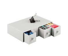 mDesign organizer scrivania – Contenitore ufficio multiuso – Eccellente portaoggetti per gomme, graffette, penne e altra cancelleria – Cassettiera con 4 cassetti