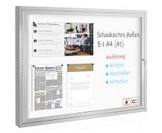 Swansea 8XA4 Bacheca da esterno con chiave, resistente alle intemperie, magnetica per esterni, con telaio in alluminio 95x71cm (A1)