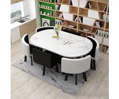 MAxba Ovale Tavolo da Pranzo con 6 Sedie Tavolo Riunione tavolo da Conferenza Tavolo da Sala Riunioni,Piano del tavolo in legno (Color : Nero)