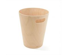 Umbra Woodrow - Cestino per rifiuti in legno duo-tono per ufficio, studio, bagno, soggiorno, camera in polvere e altro ancora, 2 galloni/7,5 l, naturale