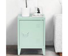 BAKAJI Mobiletto Armadietto Comodino in Metallo 2 Ripiani Interni Chiusura ad Anta Dimensione 57 x 40 x 30 cm Mobile Arredamento Casa Ufficio Design Moderno Industriale (Verde)