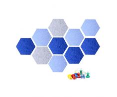 Coriver 10 Pcs Hexagon Felt Cork Board, Bulletin Board Piastrelle fai-da-te Pannelli autoadesivi Pin con 50 Push Pins per Office Home Photo Memo Notepad Bacheca (Set 1)