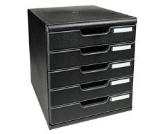 Exacompta 301414D - Cassettiera da ufficio Modulo, formato A4, 5 cassetti, nero