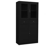 Festnight Armadietto Spogliatoio, Armadio in Metallo, Armadietti Spogliatoio Metallici, Armadio per Ufficio in Acciaio Nero 90x40x180 cm