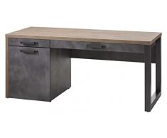 Composad | Scrivania della Linea LAFABRICA con 1 Cassetto, 1 Anta e 1 Vano, Scrivania Cameretta, Scrivania PC Cassetti, Dimensioni (LxAxP) 170x78x69 cm, Colore Rovere e Grigio Cemento, Made in Italy