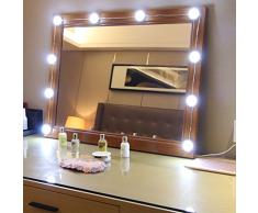 EEIEER Luci per specchietto di cortesia Stick on Strip Kit con 10 lampadine dimmerabili e USB Plug In, luci stile bianco LED per lampade da tavolo a specchio illuminate