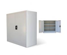 Vislone Armadio Archivio Ufficio in Metallo/Armadio Archivio Documenti Metallico per Ufficio a 2 Ante 90 cm Grigio