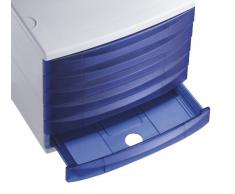 Rotho 1108106159 Cassettiera contenitore per l'ufficio Quadra in plastica (PS), 6 cassetti chiusi, formato A4, di ottima qualità, circa 37 x 28 x 25 cm, grigio/blu