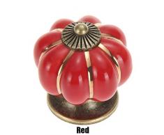 MSYOU - Set di 3 Maniglie semplici a Foro Singolo, in Ceramica, a Forma di Zucca, per Cucina, Camera da Letto, cassetti, mobili da Ufficio, Lega, Red, 36x38mm