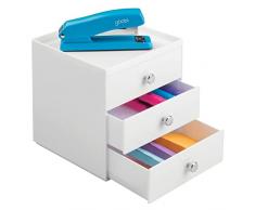 mDesign organizer scrivania - cassettiera ufficio - colore: bianco - 3 eleganti cassetti cancelleria - per una scrivania sempre in ordine