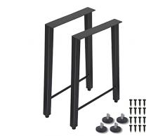 H JINHUI Set di 2 gambe per mobili a forma di H, in metallo, 72 x 50 cm, con viti e protezioni per pavimenti, per casa, ufficio, sala da pranzo, fai da te