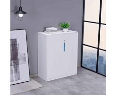 MECOLOR - Armadietto da ufficio in metallo a mezza altezza, con ante e ripiani regolabili in colore bianco, metallo, bianco, 925mm