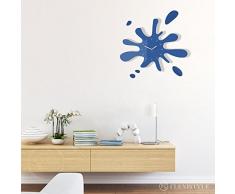 FLEXISTYLE Grande Orologio da Parete Moderno LA Macchia, Blu, Silenzioso, per i Bambini, Salotto, Ufficio, Design Divertente, Made in EU